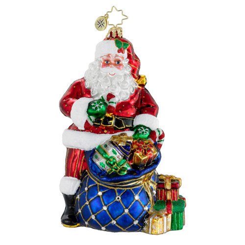 Christopher Radko Twinkling Tote Santa Christmas Ornament