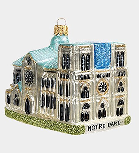 Notre Dame Cathedral Paris France Polish Mouth Blown Glass Christmas Ornament