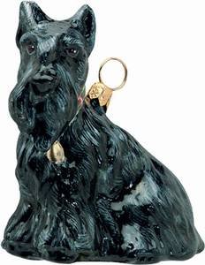 Joy to the World Collectibles European Blown Glass Pet Ornament, Scottish Terrier Sitting