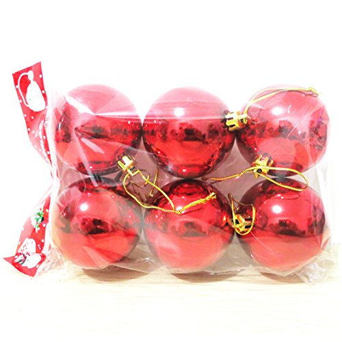 PETMALL Red Christmas Decoration 6CM / 2.36inch Round Christmas Balls Baubles XMAS Tree Ornament JR-019