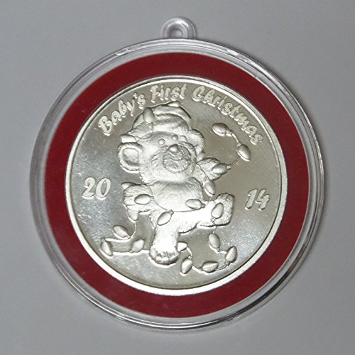 2014 – Baby’s First Christmas Silver Round In Ornament Tree Holder Round Uncirculated