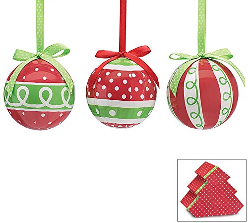 Assorted Wrapped Presents Christmas Tree 3″ Ball Ornament – Xmas Holiday Novelty Hanging Decoration Accessory (12)