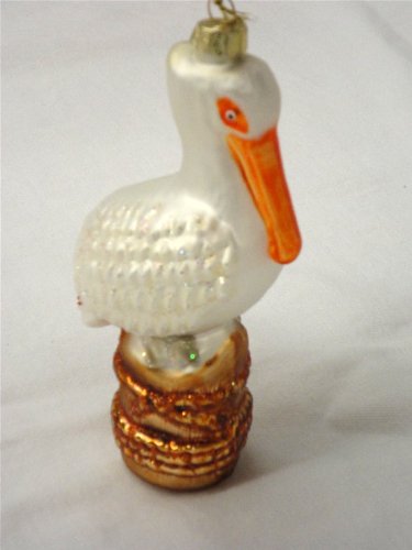 Blown Glass Pelican Christmas Holiday Ornament