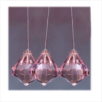 Tanday Pink Acrylic Diamond Hanging Crystal Ornament (1 pound 1″) for Manzanita or Christmas Tree & clear string .