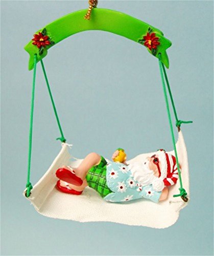 Christmas Ornament Santa in Hammock with Flip Flops and Hat