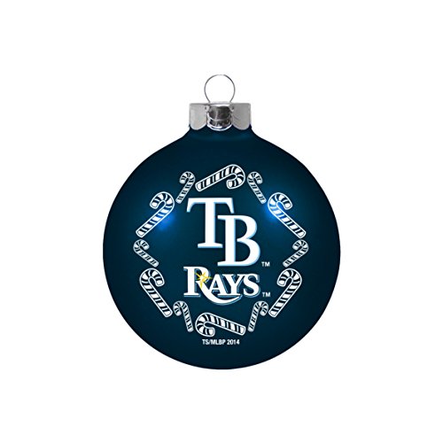 Tampa Bay Rays 2-5/8 Candy Cane Glass Ball Ornament
