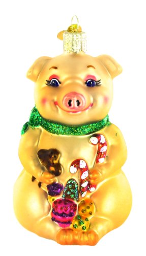 Old World Christmas Lester the Pig Glass Ornament