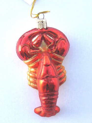Blown Glass Lobster Christmas Ornament