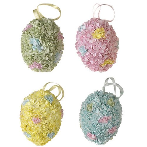 RAZ Imports – Glittering Hydrangea Easter Egg Ornaments 4.5″