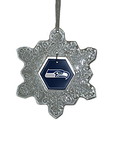 Glass Snowflake Ornament, Seattle Seahawks