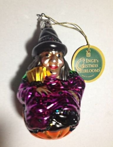 Witch with Pumpkin #401-299-01 by Inge-Glas of Germany – Christmas Tree Ornament