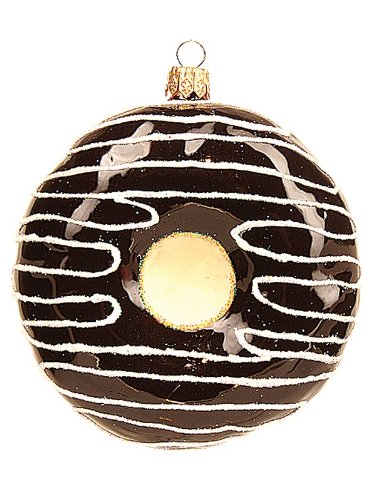 Chocolate Donut Polish Mouth Blown Glass Christmas Ornament