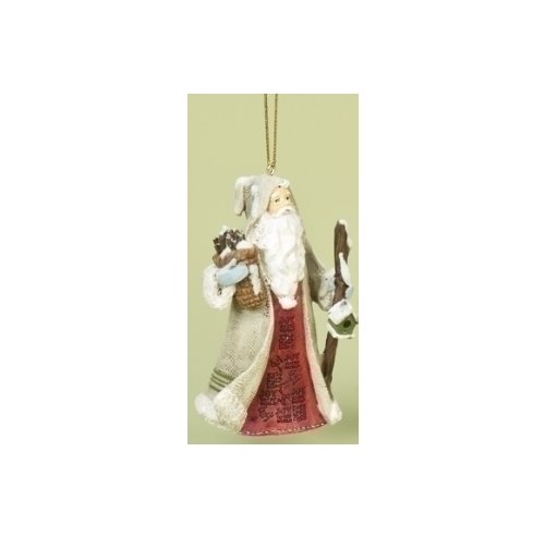3.5″ Woodland Inspirations Red Joy to the World Santa Claus Christmas Ornament