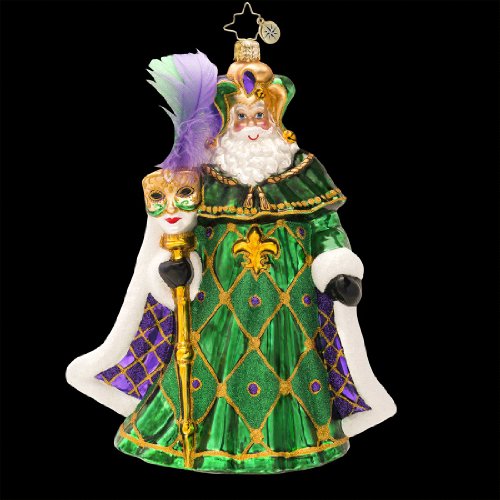 RADKO KARNIVAL KRINGLE Santa Mardi Gras Carnivale Mask Glass Ornament New Orleans