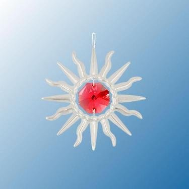Chrome Small Sun Ornament – Red Swarovski Crystal