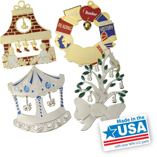 Personalized Gloria Duchin Charming Christmas Ornaments, 12-Piece Set