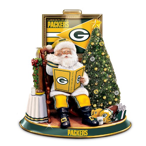 Green Bay Packers Illuminated Talking Santa Tabletop Centerpiece by The Bradford Exchange