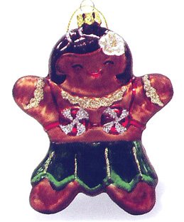 Island Heritage Gingerbread Hula Girl Collectible Glass Ornament