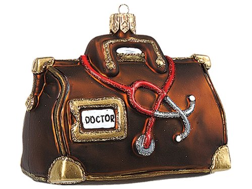 Medical Doctor’s Bag Polish Mouth Blown Glass Christmas Ornament