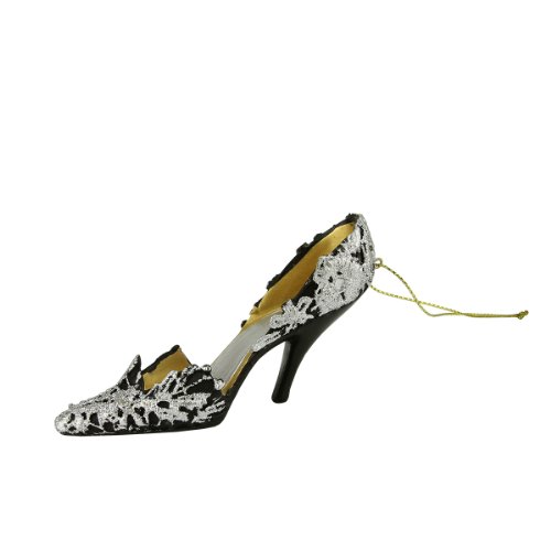4.5″ Fashion Avenue Formal Black and Silver High Heel Shoe Christmas Ornament