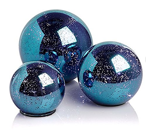 Winter Lane Set of 3 Mercury Glass Ornaments ~ Blue