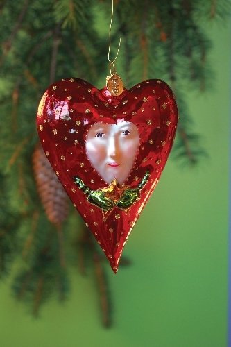 Patience Brewster Red Heart with Star Glass Ornament – Krinkles Christmas Décor New 08-30852