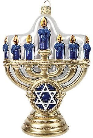 Jewish Menorah Polish Glass Holiday Ornament