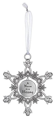 A Nurse Is a Blessing – Angel Snowflake Sentiment Photo Ornament by Ganz