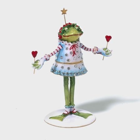 Patience Brewster Christmas Krinkles Floral Frog Jeweled Box Retired – Ornaments 56-39387KRINK
