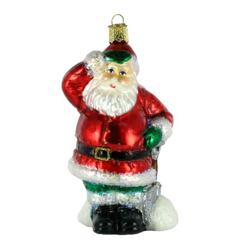 Old World Christmas Shoveling Santa Glass Ornament