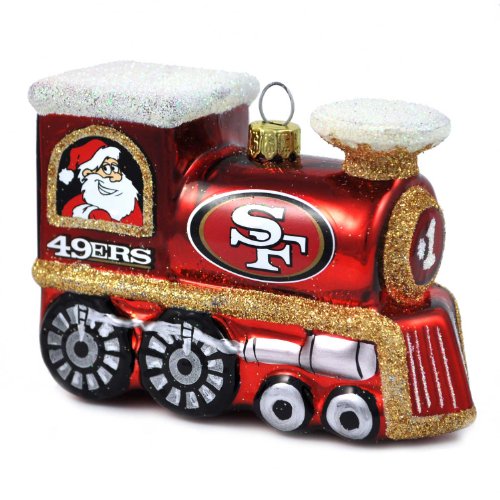 NFL San Francisco 49ers Blown Glass Train Ornament