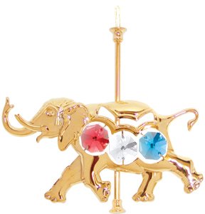 24k Gold Carousel Elephant Ornament – Multicolored Swarovski Crystal