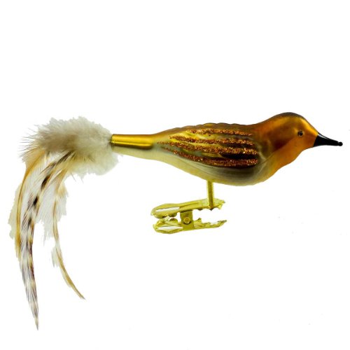 Inge Glas GOLDEN BROWNING 115808 Ornament Bird Clip-On New