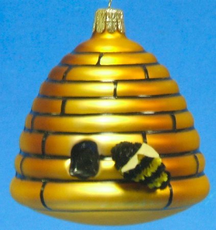 Large Beehive Polish Glass Christmas Ornament