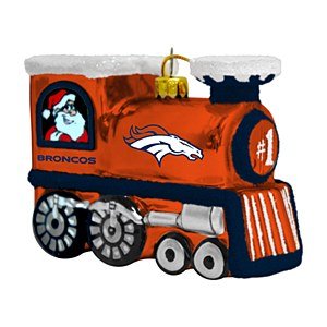 NFL Denver Broncos Blown Glass Train Ornament