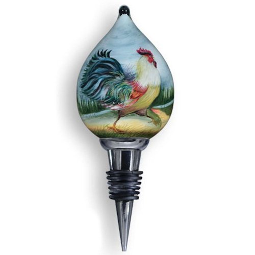 Ne’Qwa Art Vineyard Rooster – New for 2012 – Glass Ornament Hand-Painted Reverse Painting Distinctive 130-NEQ