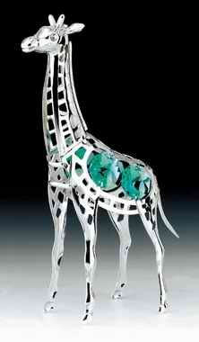 Giraffe Silver Plated Swarovski Crystal Ornament Figure