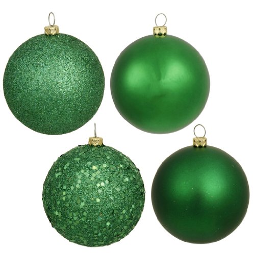 Vickerman 163061 – 1″ Green Shiny Matte Glitter Sequin Ball Christmas Tree Ornament (18 pack) (N590304)
