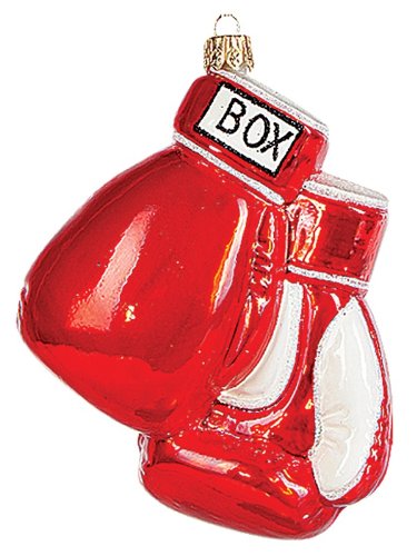 Boxing Gloves Polish Mouth Blown Glass Christmas Ornament