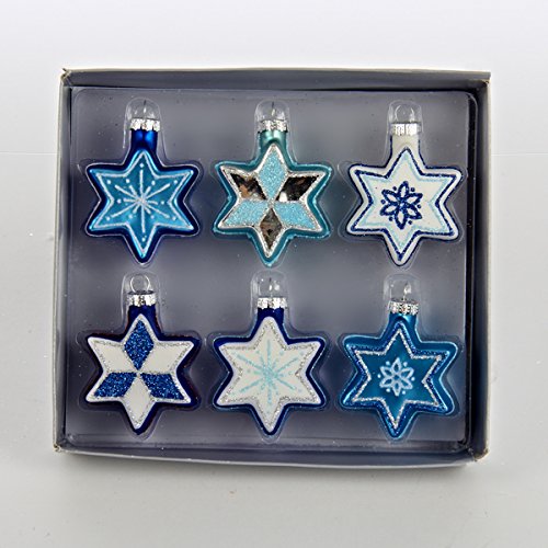 Kurt Adler Glass Jewish Stars with Glitter Ornament, Set of 6