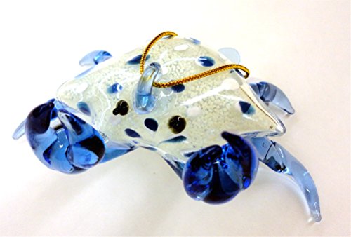 Blue Glass Crab Christmas Ornament, Glows in the Dark