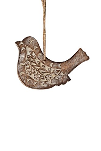 Sage & Co. XAO14547WH Carved Wood Bird Ornament