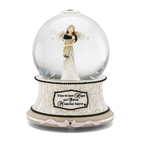 Modele Hope Musical Water Globe with Tune “Wind Beneath My Wings”, Reads “When We Have Hope and Believe Miracles Happen”, 6-Inches Tall