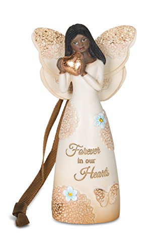 Pavilion Gift Company 19097 Forever in Our Hearts Ebony Memorial Angel Ornament/Figurine, 4-1/2-Inch