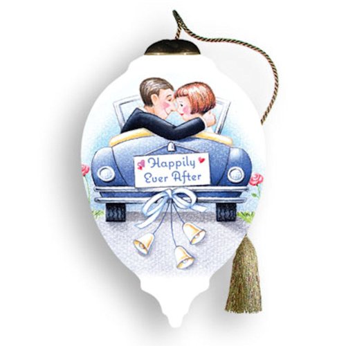 Ne’Qwa Art Happily Ever After – New for 2012 – Glass Ornament Hand-Painted Reverse Painting Distinctive 659-NEQ
