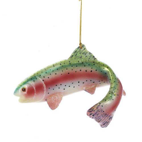 Kurt Adler Noble Gems Glass Rainbow Trout Fish Ornament, 4.75-Inch