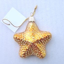 Blown Glass Starfish Shell Christmas Ornament Seashell