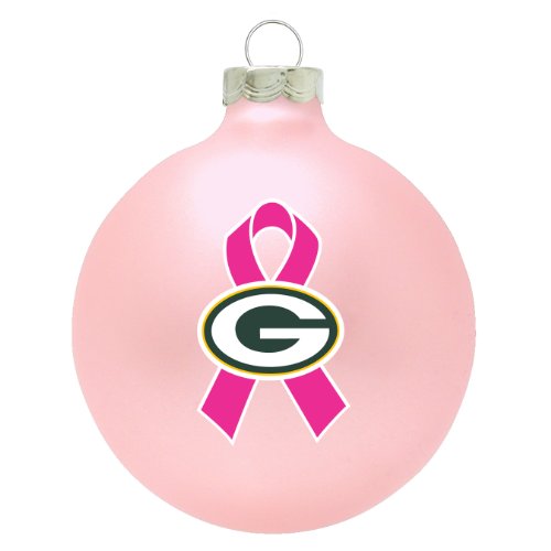 Green Bay Packers NFL Breast Cancer Awareness Pink Traditional 2 3/4″ Glass Christmas Ornament