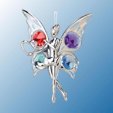 Chrome Fairy with Heart Ornament – Multicolored Swarovski Crystal