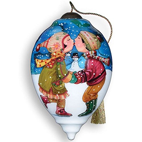 Ne’Qwa Art If A Kiss Was A Snowflake – New for 2012 – Glass Ornament Hand-Painted Reverse Painting Distinctive 762-NEQ